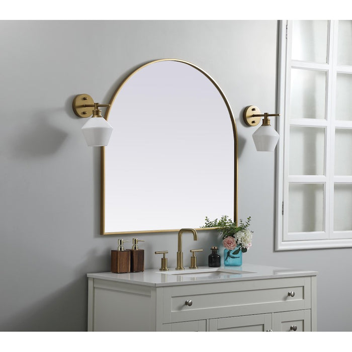 Elegant Decor Ayra Metal Frame Arch Mirror 36X36", Brass