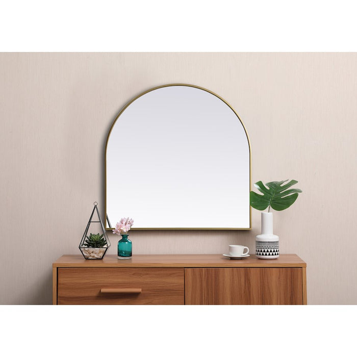 Elegant Decor Ayra Metal Frame Arch Mirror 36X36", Brass