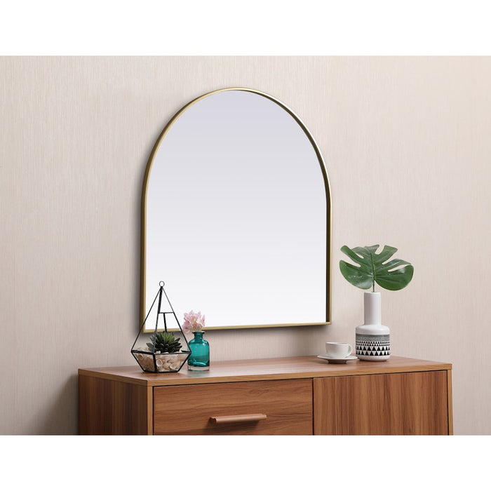 Elegant Decor Ayra Metal Frame Arch Mirror 36X36", Brass