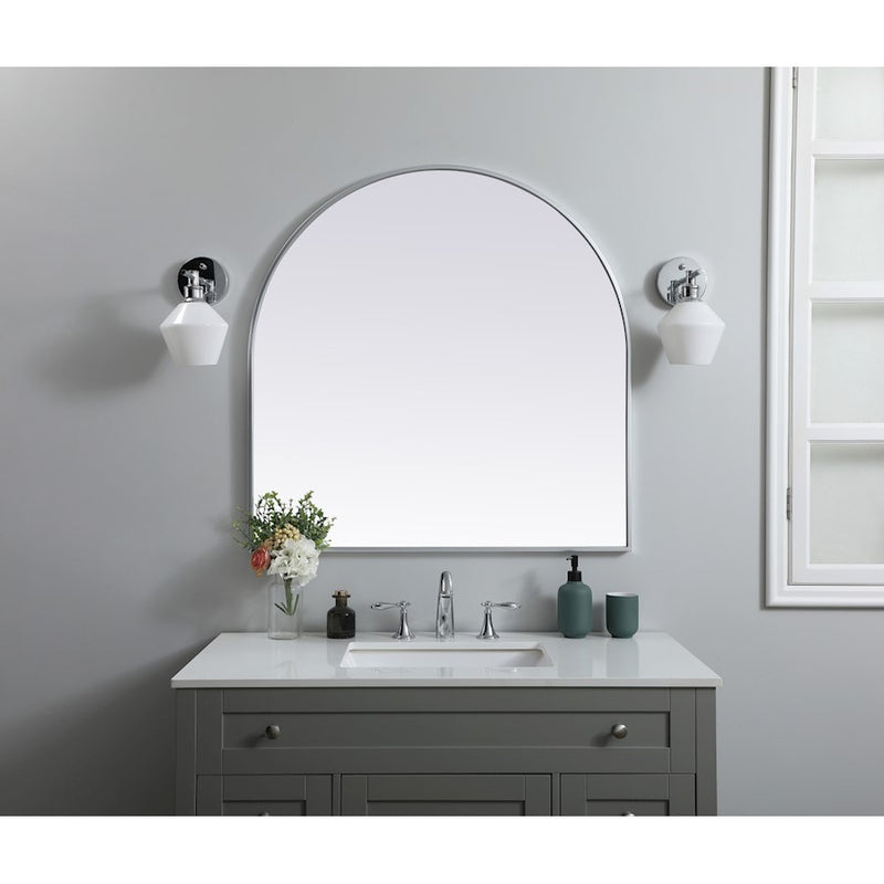 Elegant Decor Ayra Metal Frame Arch Mirror 36X36", Silver