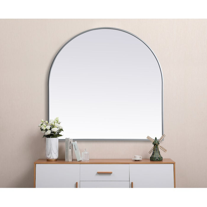 Elegant Decor Ayra Metal Frame Arch Mirror 36X36", Silver
