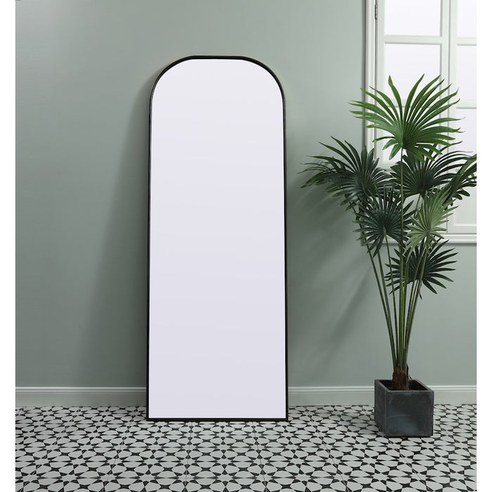 Elegant Decor Blaire Metal Frame Arch Mantel Mirror 28X74", Black