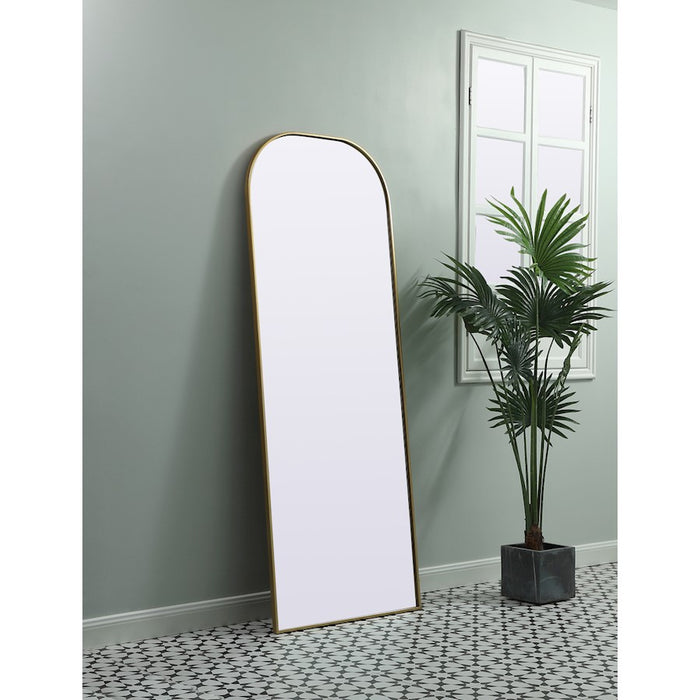 Elegant Decor Blaire Metal Frame Arch Mantel Mirror 28X74", Brass