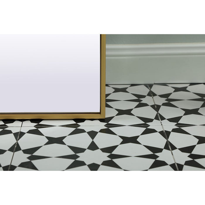 Elegant Decor Blaire Metal Frame Arch Mantel Mirror 28X74", Brass