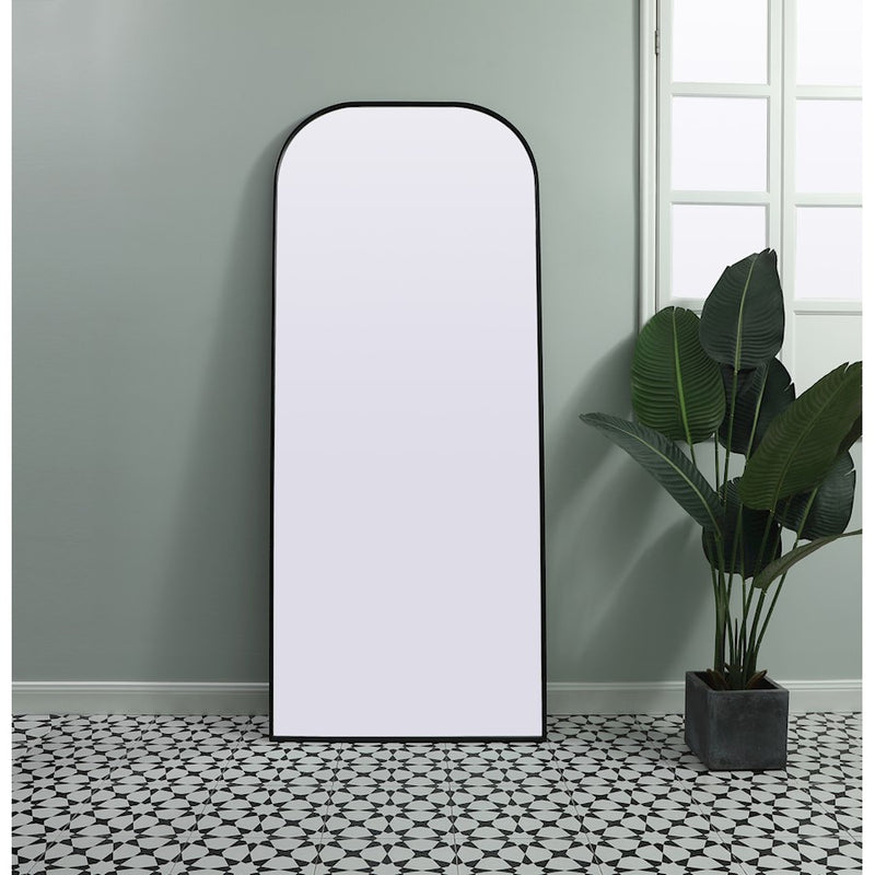 Elegant Decor Blaire Metal Frame Arch Mantel Mirror 32X76", Black