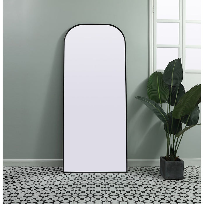 Elegant Decor Blaire Metal Frame Arch Mantel Mirror 32X76", Black