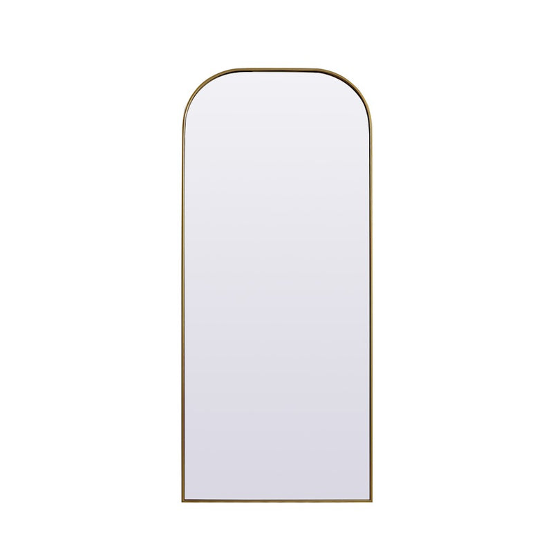 Elegant Decor Blaire Metal Frame Arch Mantel Mirror 32X76", Brass