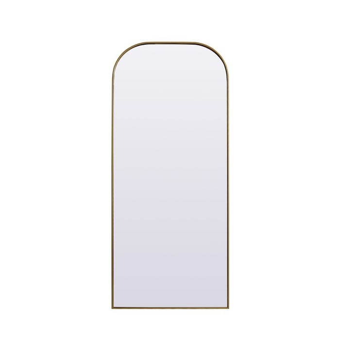 Elegant Decor Blaire Metal Frame Arch Mantel Mirror 32X76", Brass