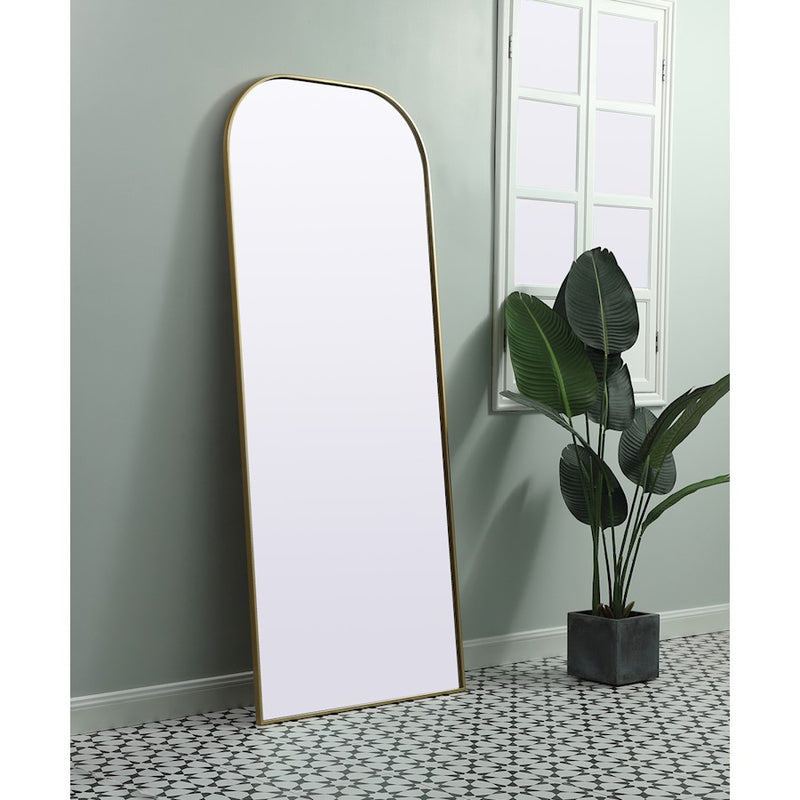Elegant Decor Blaire Metal Frame Arch Mantel Mirror 32X76", Brass