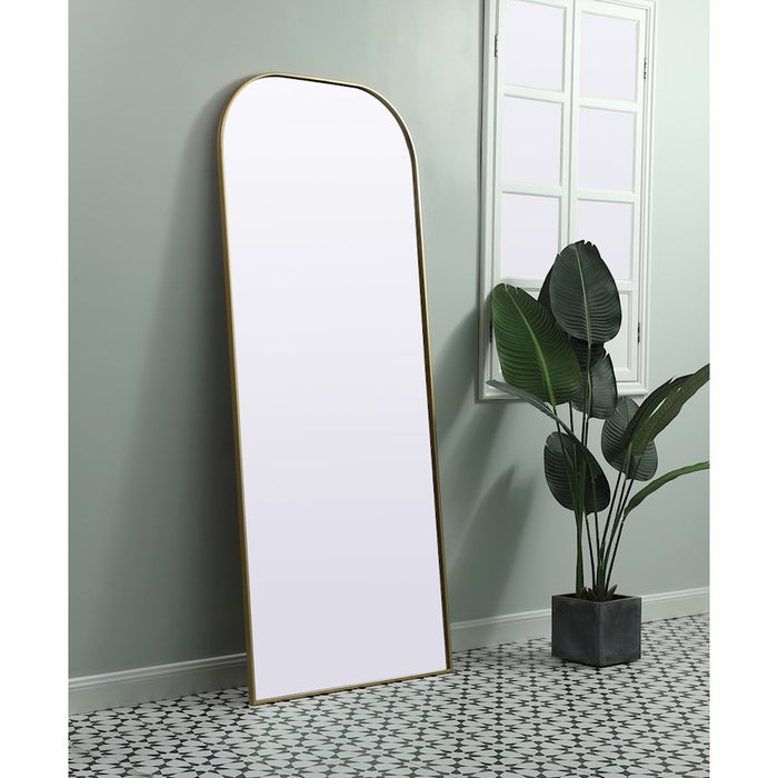 Elegant Decor Blaire Metal Frame Arch Mantel Mirror 32X76", Brass