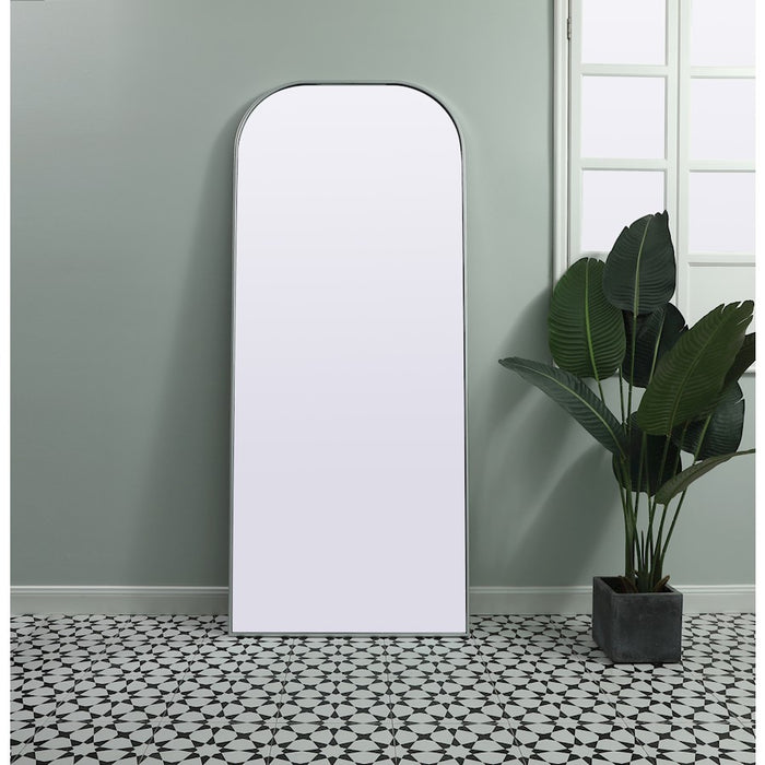 Elegant Decor Blaire Metal Frame Arch Mantel Mirror 32X76", Silver