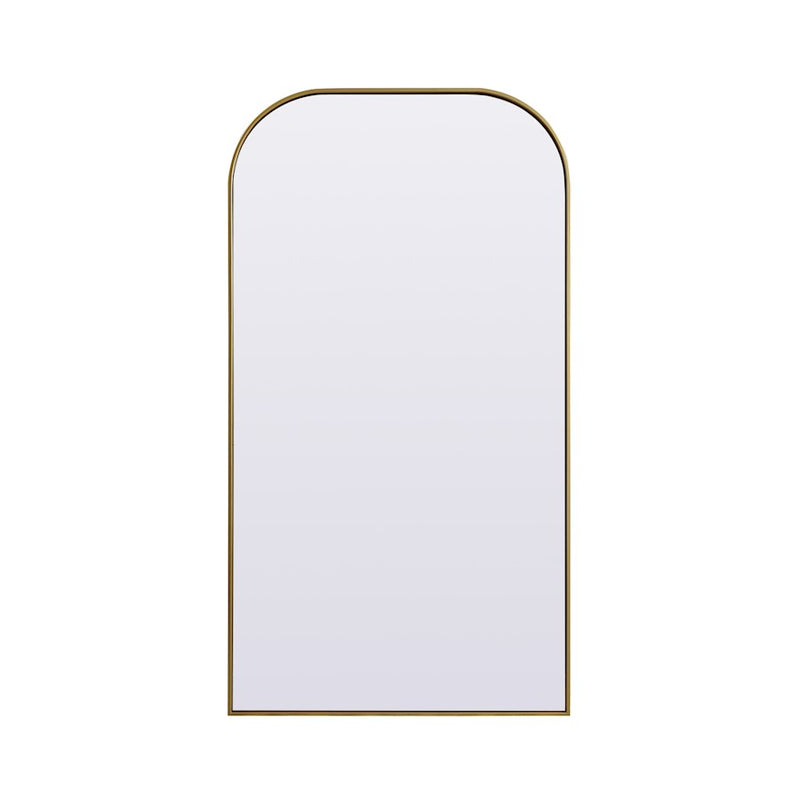 Elegant Decor Blaire Metal Frame Arch Mantel Mirror 35X66", Brass