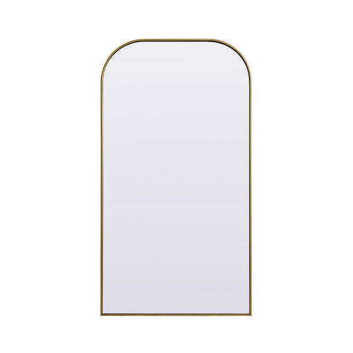 Elegant Decor Blaire Metal Frame Arch Mantel Mirror 35X66", Brass