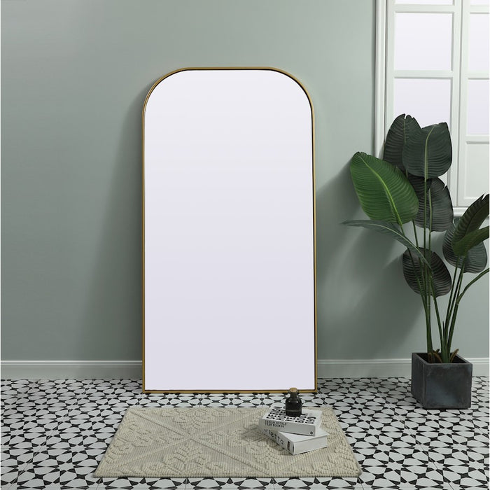 Elegant Decor Blaire Metal Frame Arch Mantel Mirror 35X66", Brass