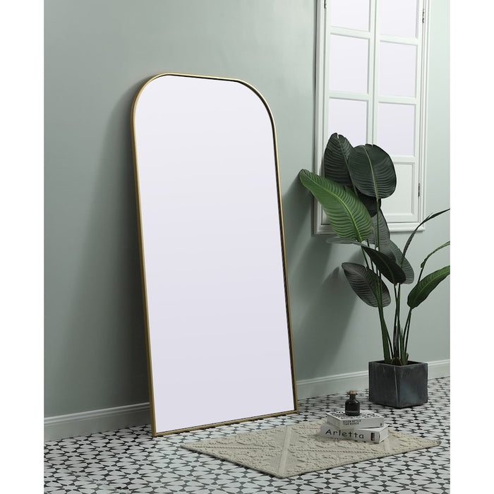 Elegant Decor Blaire Metal Frame Arch Mantel Mirror 35X66", Brass