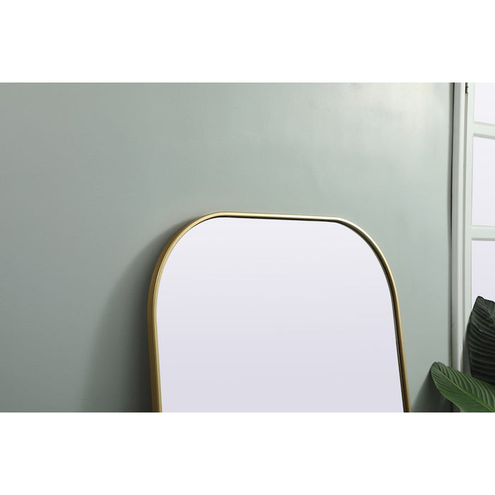 Elegant Decor Blaire Metal Frame Arch Mantel Mirror 35X66", Brass