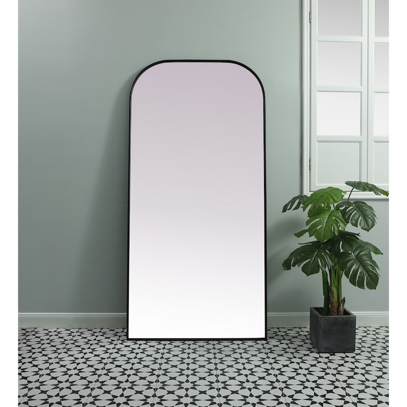 Elegant Decor Blaire Metal Frame Arch Mantel Mirror 35X72", Black