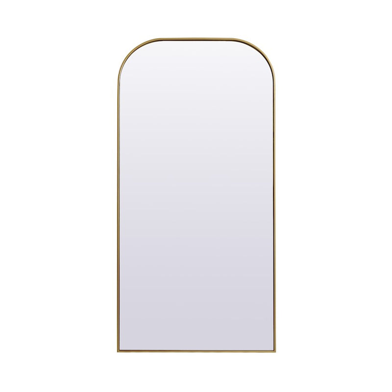 Elegant Decor Blaire Metal Frame Arch Mantel Mirror 35X72", Brass