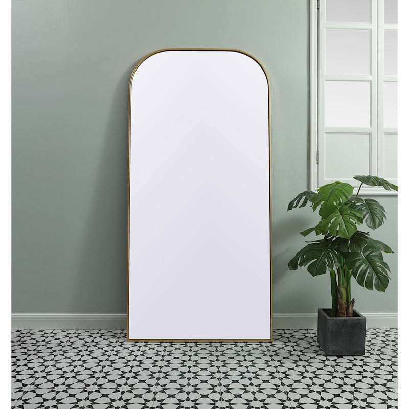 Elegant Decor Blaire Metal Frame Arch Mantel Mirror 35X72", Brass