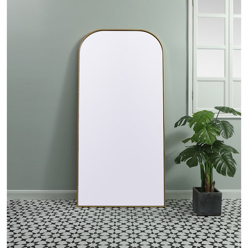 Elegant Decor Blaire Metal Frame Arch Mantel Mirror 35X72", Brass