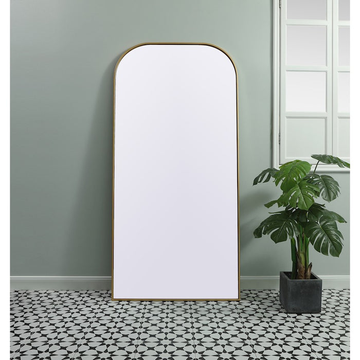Elegant Decor Blaire Metal Frame Arch Mantel Mirror 35X72", Brass