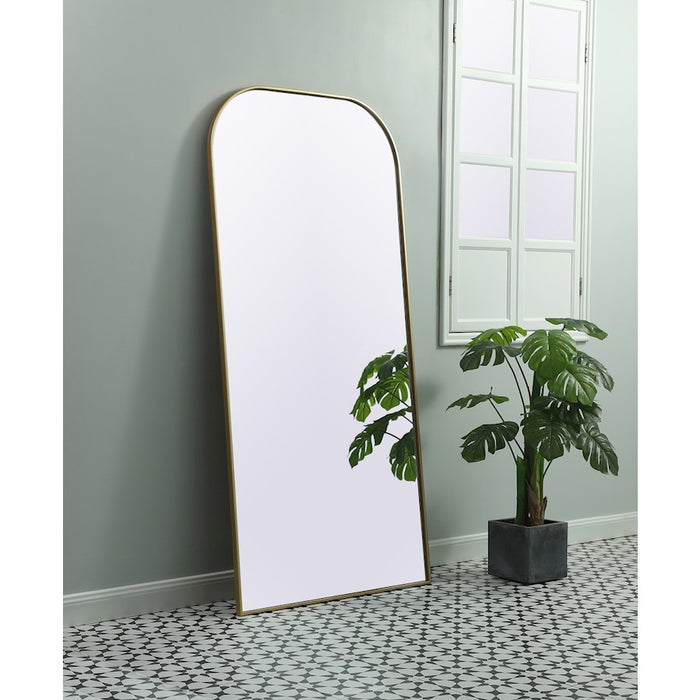 Elegant Decor Blaire Metal Frame Arch Mantel Mirror 35X72", Brass