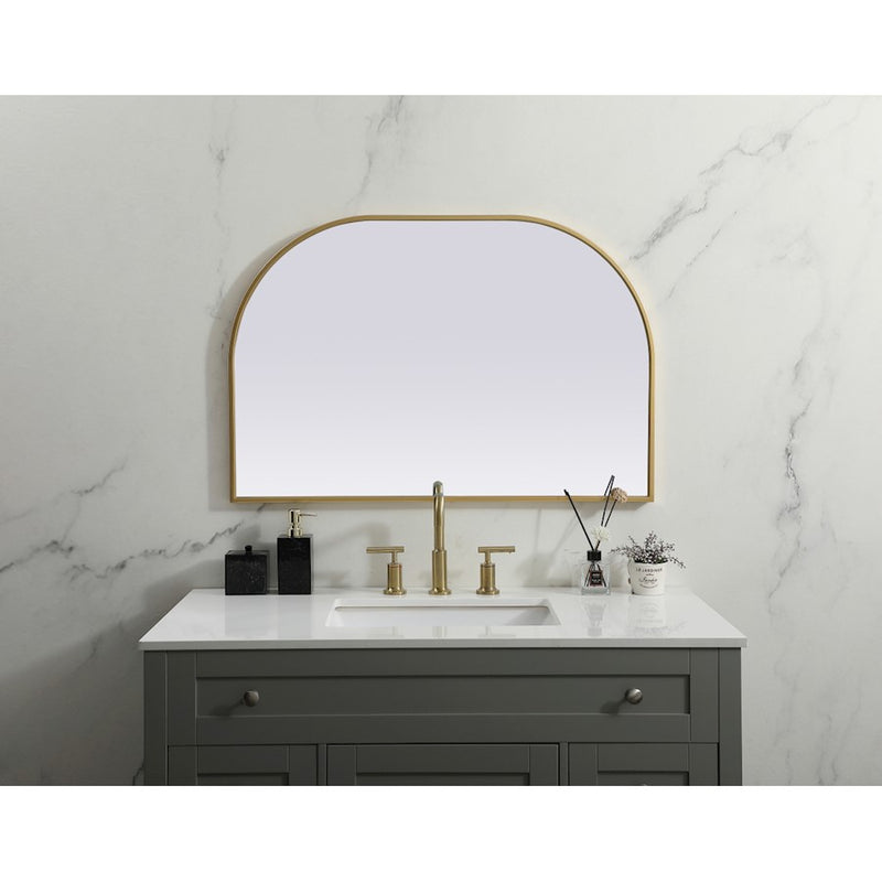 Elegant Decor Blaire Metal Frame Arch Mirror 36X24", Brass