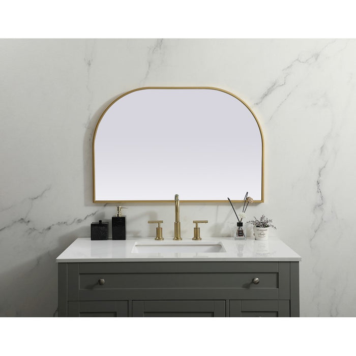 Elegant Decor Blaire Metal Frame Arch Mirror 36X24", Brass