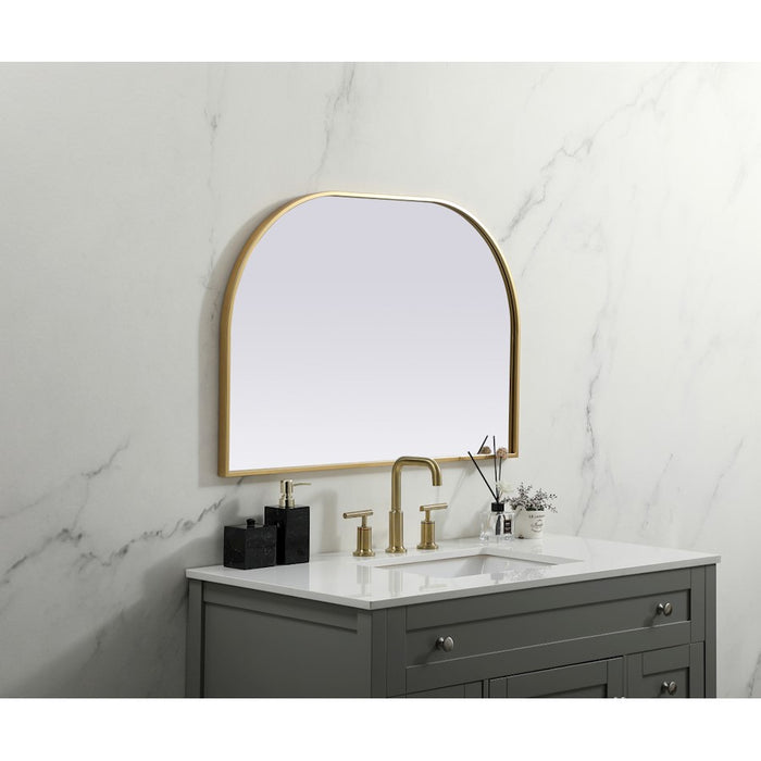 Elegant Decor Blaire Metal Frame Arch Mirror 36X24", Brass