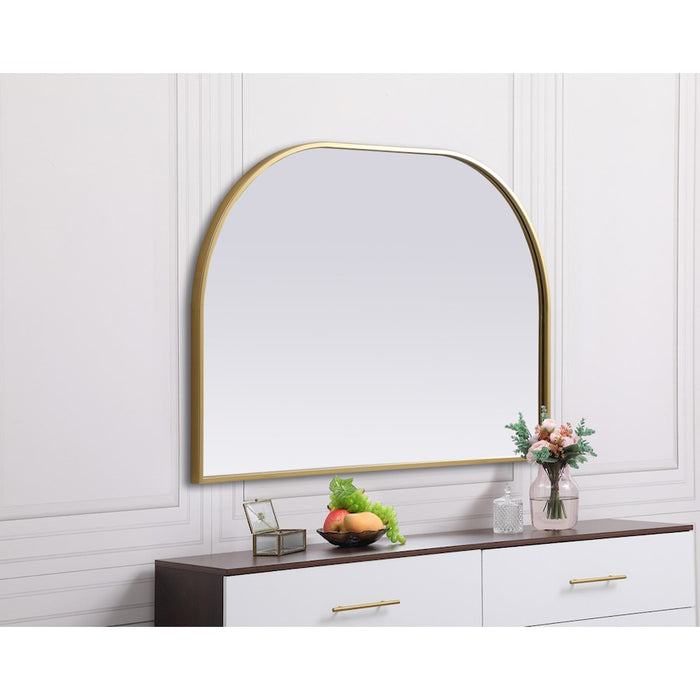 Elegant Decor Blaire Metal Frame Arch Mirror 36X24", Brass