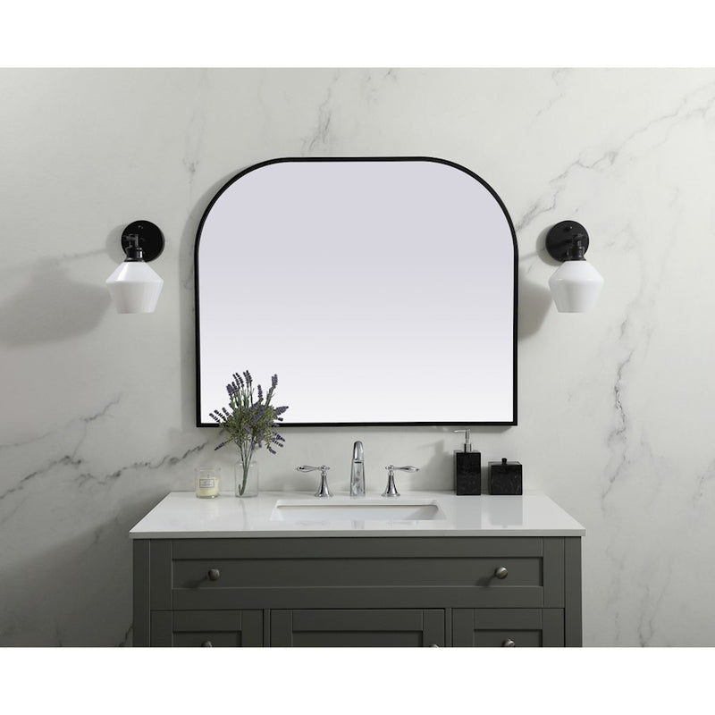 Elegant Decor Blaire Metal Frame Arch Mirror 36X30", Black