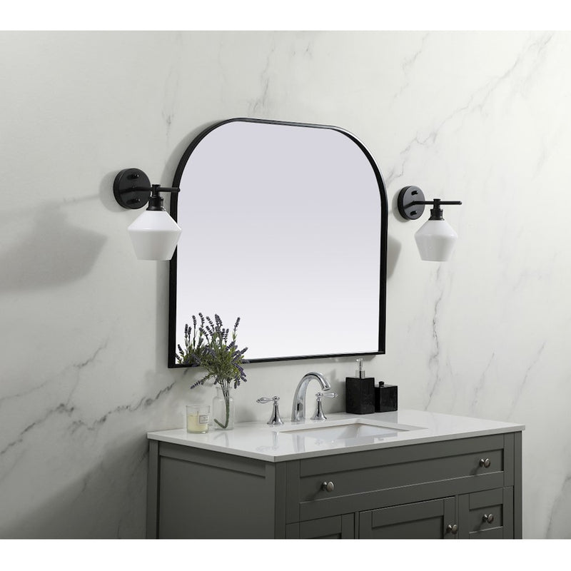 Elegant Decor Blaire Metal Frame Arch Mirror 36X30", Black