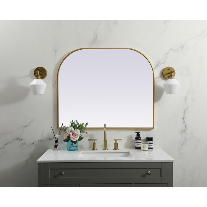 Elegant Decor Blaire Metal Frame Arch Mirror 36X30", Brass