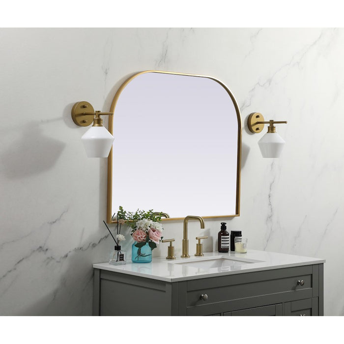 Elegant Decor Blaire Metal Frame Arch Mirror 36X30", Brass