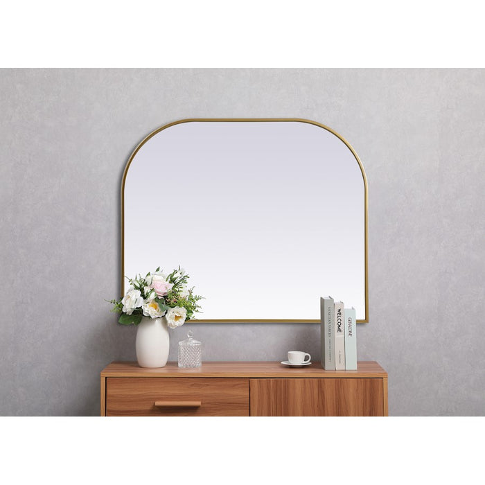 Elegant Decor Blaire Metal Frame Arch Mirror 36X30", Brass