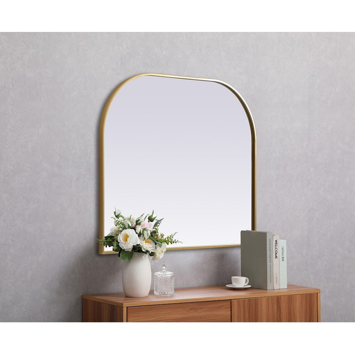 Elegant Decor Blaire Metal Frame Arch Mirror 36X30", Brass