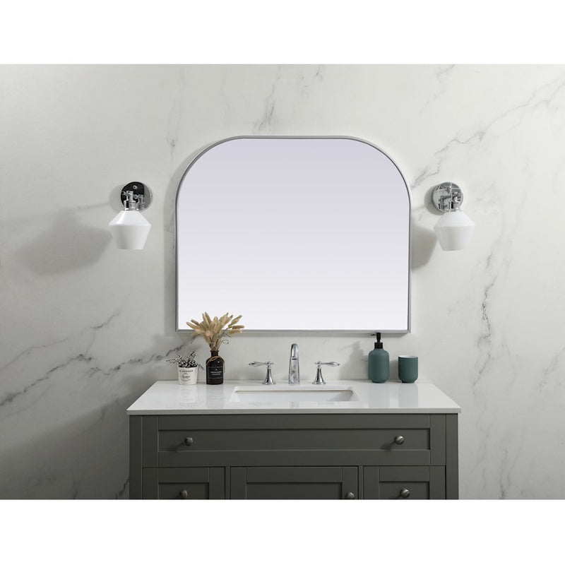 Elegant Decor Blaire Metal Frame Arch Mirror 36X30", Silver