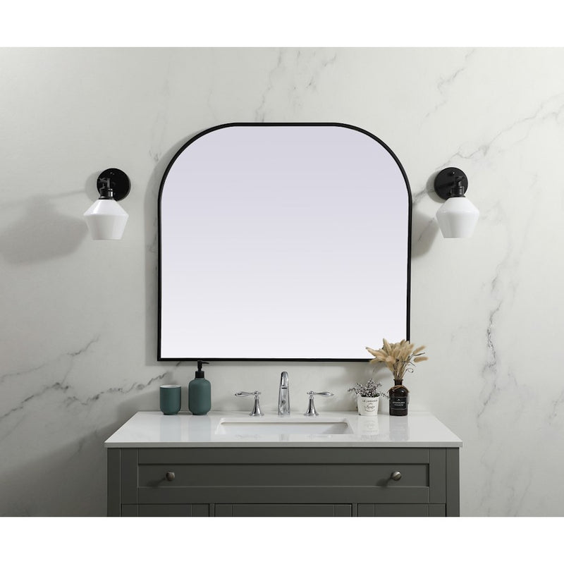 Elegant Decor Blaire Metal Frame Arch Mirror 36X34", Black