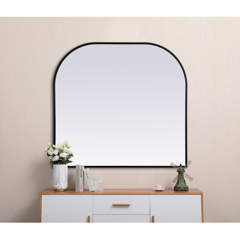 Elegant Decor Blaire Metal Frame Arch Mirror 36X34", Black