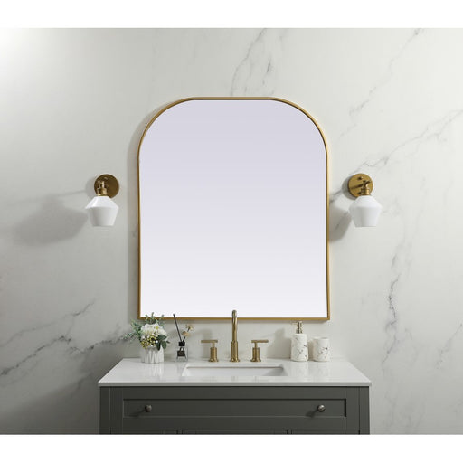 Elegant Decor Blaire Metal Frame Arch Mirror 36X34", Brass