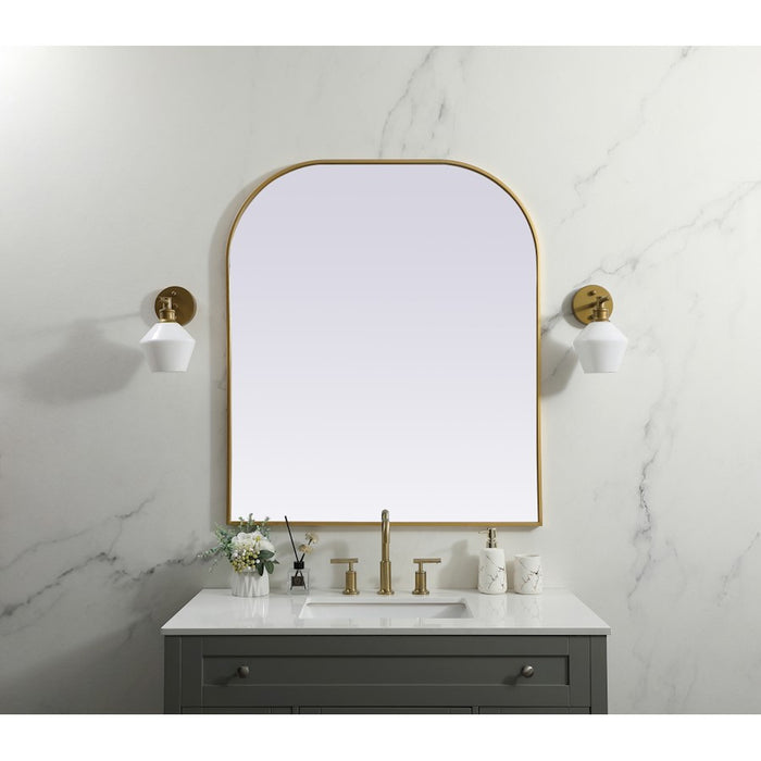 Elegant Decor Blaire Metal Frame Arch Mirror 36X34", Brass