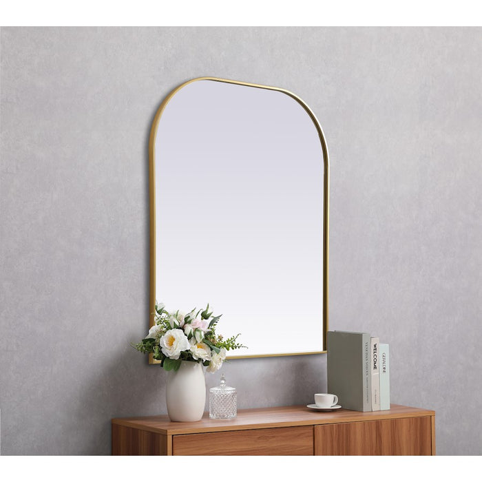 Elegant Decor Blaire Metal Frame Arch Mirror 36X34", Brass