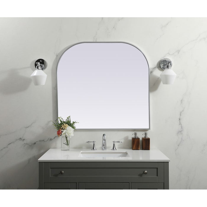 Elegant Decor Blaire Metal Frame Arch Mirror 36X34", Silver