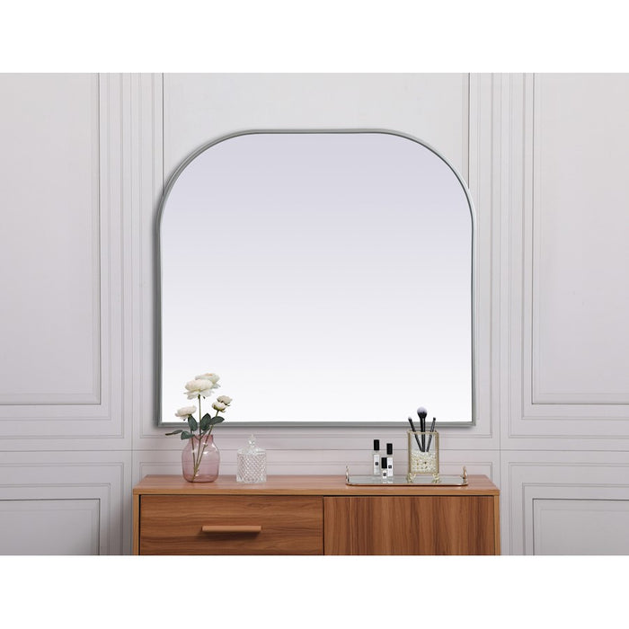 Elegant Decor Blaire Metal Frame Arch Mirror 36X34", Silver