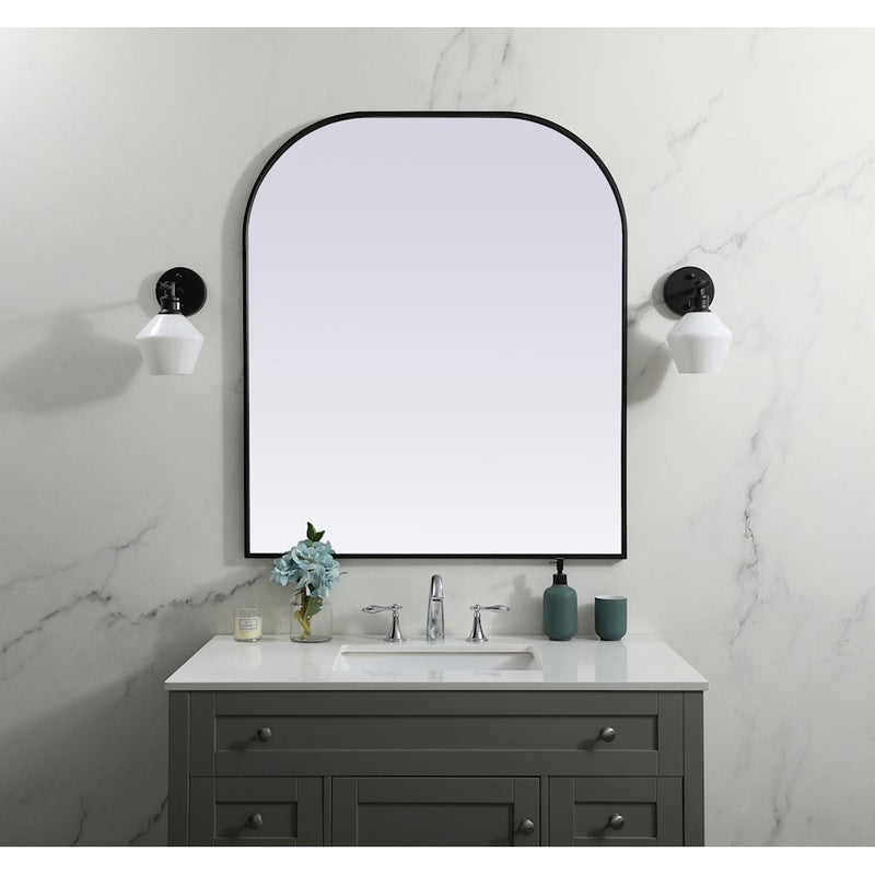 Elegant Decor Blaire Metal Frame Arch Mirror 36X42", Black