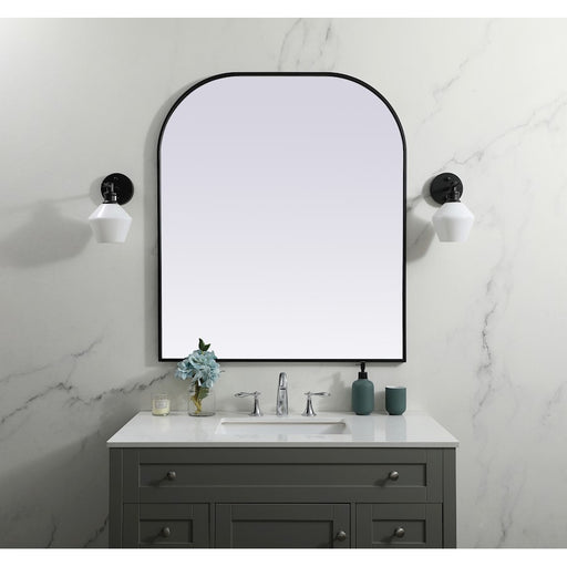 Elegant Decor Blaire Metal Frame Arch Mirror 36X42", Black