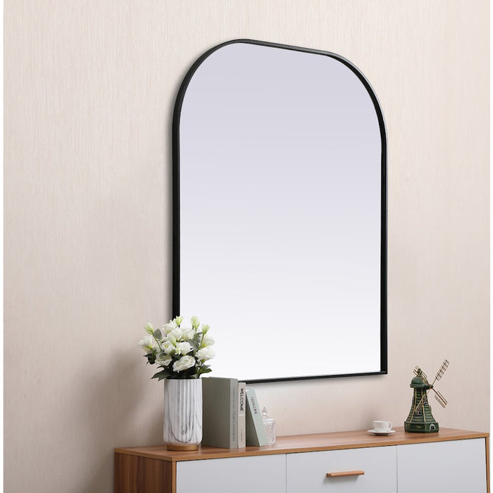 Elegant Decor Blaire Metal Frame Arch Mirror 36X42", Black