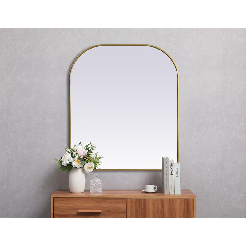 Elegant Decor Blaire Metal Frame Arch Mirror 36X42", Brass