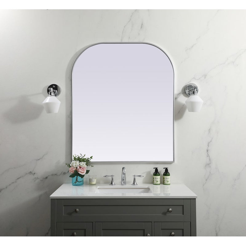 Elegant Decor Blaire Metal Frame Arch Mirror 36X42", Silver