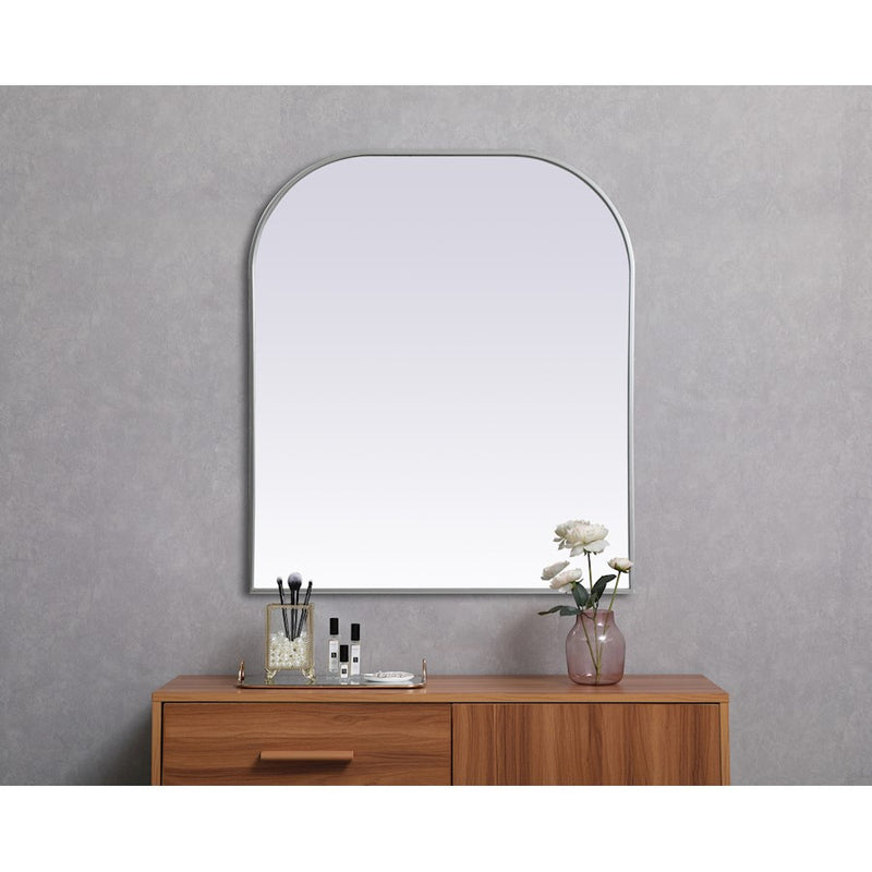 Elegant Decor Blaire Metal Frame Arch Mirror 36X42", Silver